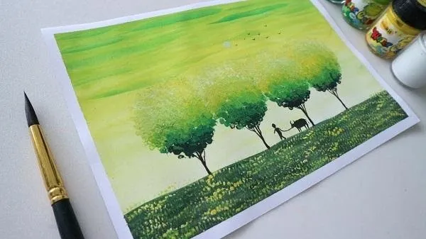 Vẽ màu trên giấy canson