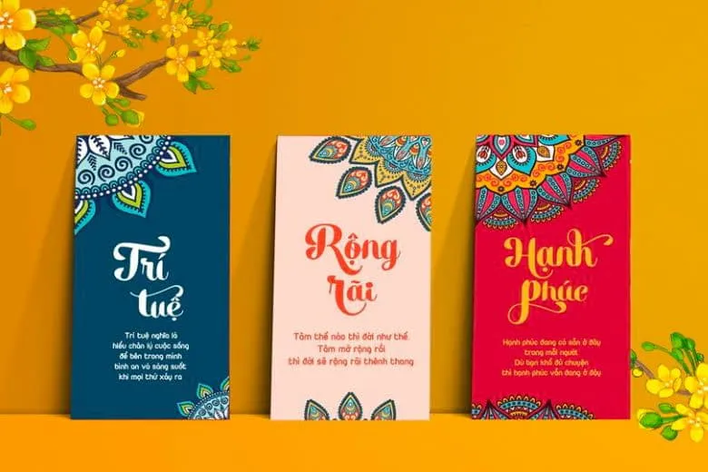 Bao lì xì trang trí hoạ tiết nhiều màu