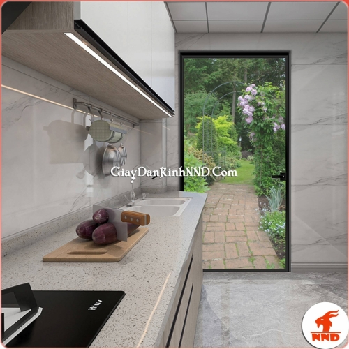 Tranh dán kính 3D phong cảnh trang trí cho nhà bếp