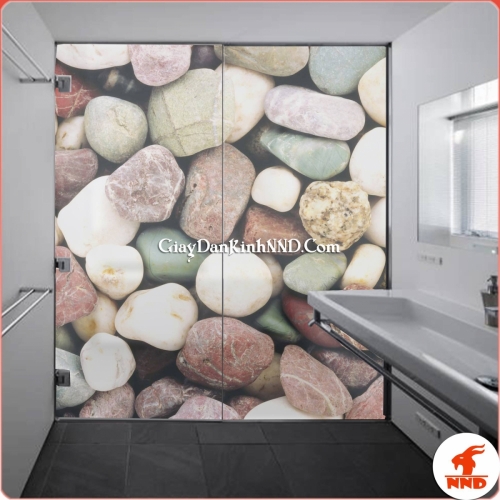 Tranh dán kính 3D hình viên sỏi trang trí cho phòng tắm