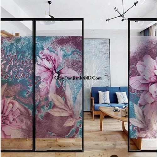 In tranh dán kính nghệ thuật trên nền decal mờ cho cửa kính