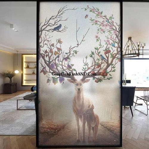 In tranh dán kính 3D hình còn nay trên nền decal mờ