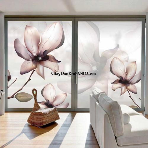In tranh dán kính hình hoa cho cửa kính đẹp