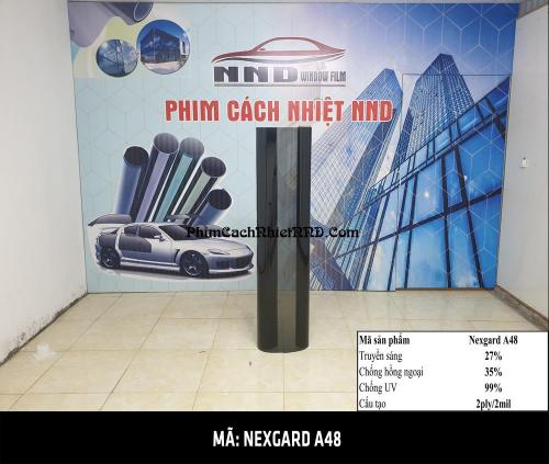 Phim cách nhiệt Hàn Quốc Nexgard mã A48 là mẫu phim có khả năng kém chất trong các dòng phim cách nhiệt của Hàn Quốc với tổng cản nhiệt chỉ 50%, tuy nhiên chúng lại khá được ưa chuộng nhờ khả năng truyền sáng cao không thay đổi nhiều màu sắc của kính