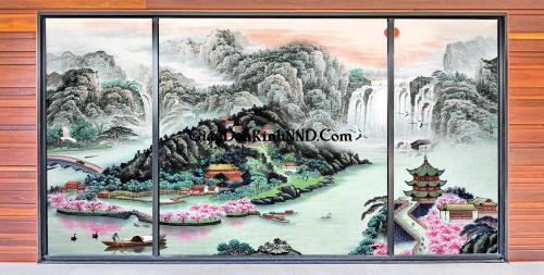 Tranh kính phong cảnh thủy mặc